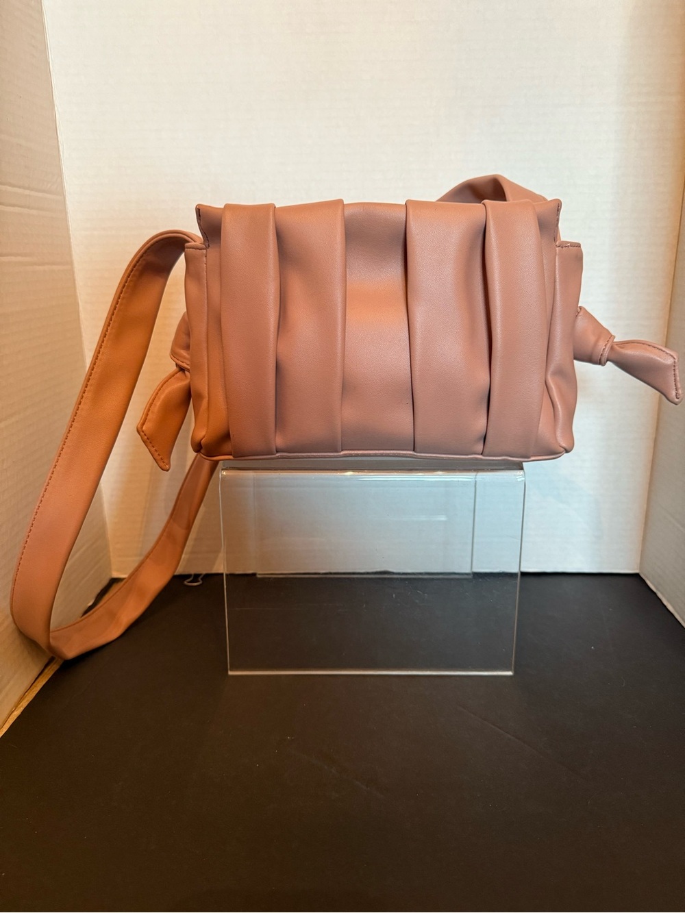 Pleated Shoulder Bag in Mauve Pink